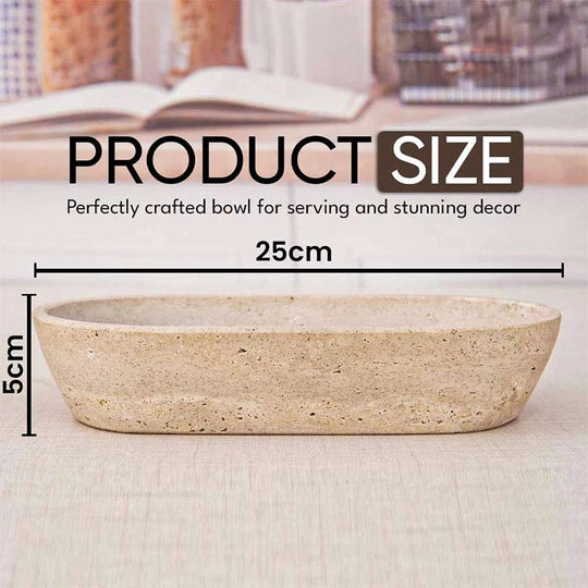 Handcrafted Traditional Marble Dough Bowl - Cream