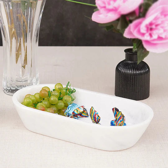 Handcrafted Traditional Marble Dough Bowl - White