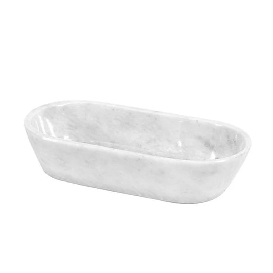 Handcrafted Traditional Marble Dough Bowl - White