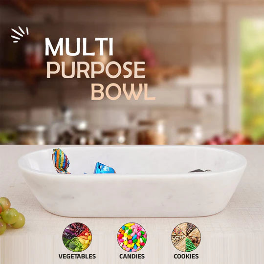 Handcrafted Traditional Marble Dough Bowl - White