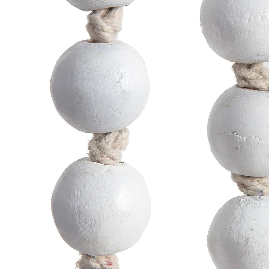 Handcrafted White Mango Wood Bead Garland - 120cms