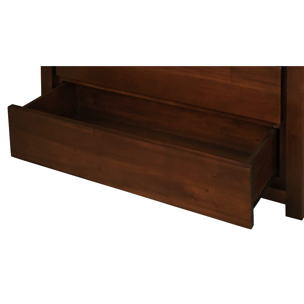 Handcrafted Wooden 5 Drawer Tallboy - Brown