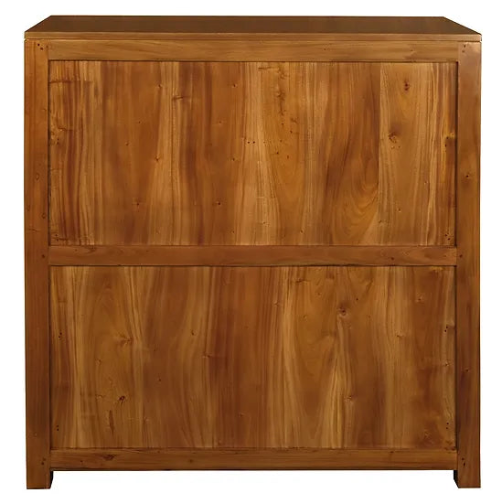 Handcrafted Wooden 5 Drawer Tallboy - Light Brown