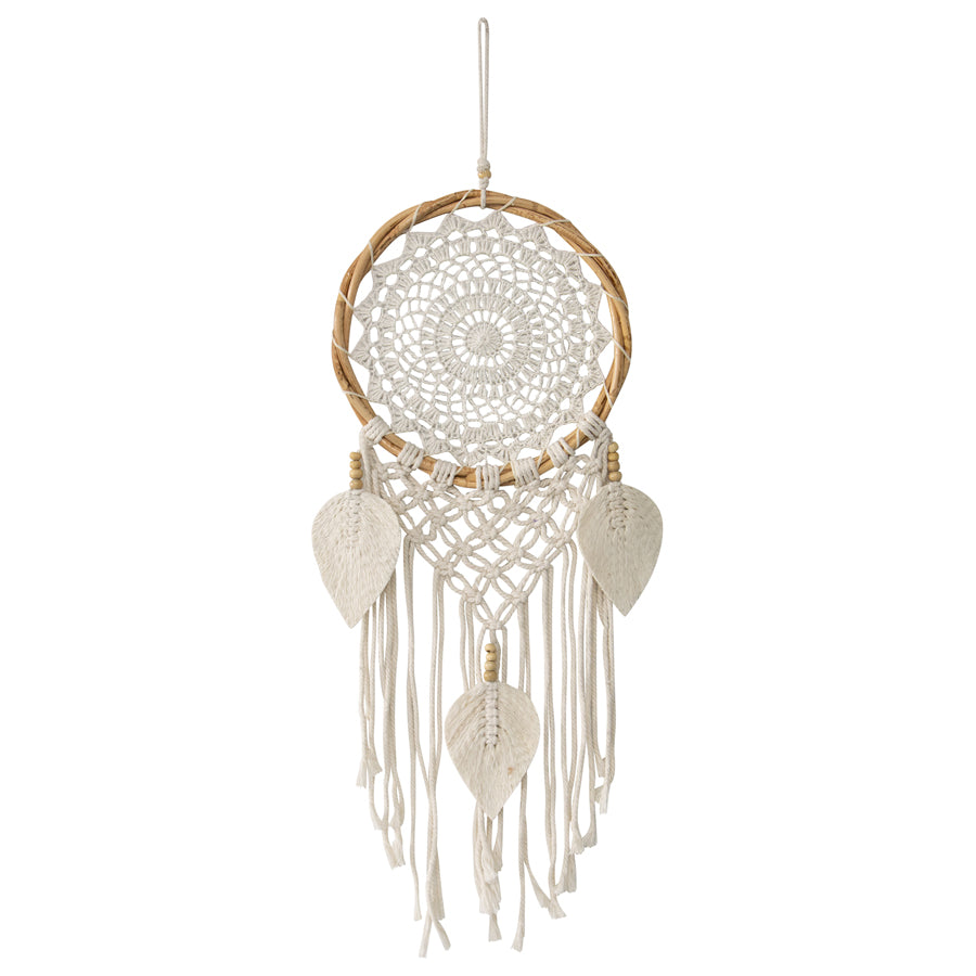 Handmade Boho Dream Catcher with Leaf Shaped Tassel