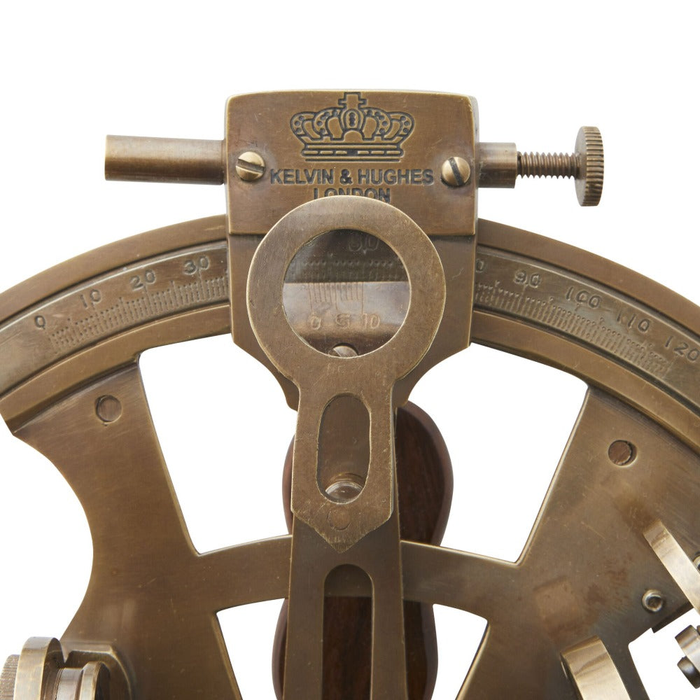 Handmade Brass Sextant in Wood Box