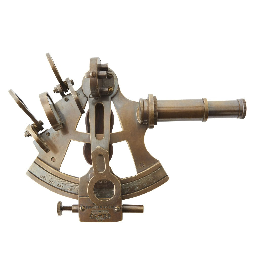 Handmade Brass Sextant in Wood Box