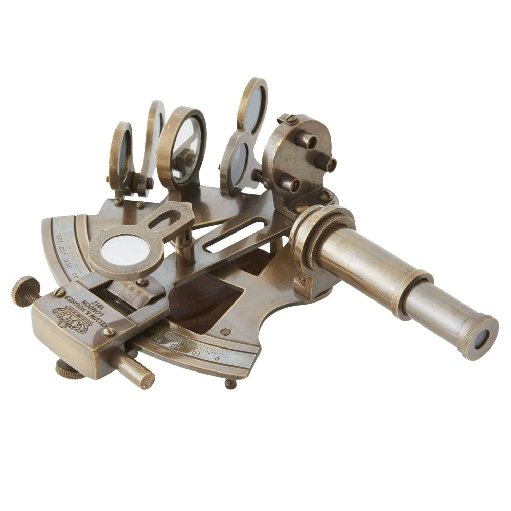 Handmade Brass Sextant in Wood Box