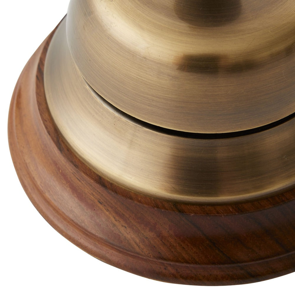Handmade Desktop Brass Bell With Wooden Base