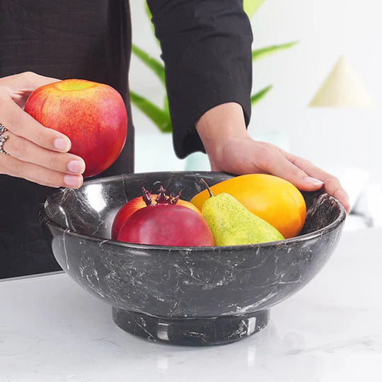 Handmade Fruit Marble Stone Bowl - Black