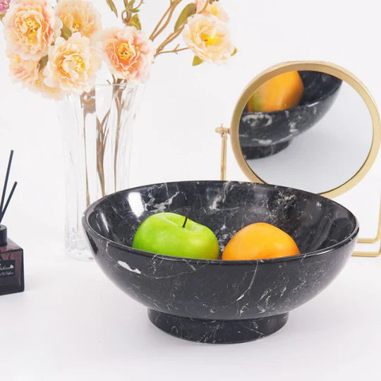 Handmade Fruit Marble Stone Bowl - Black