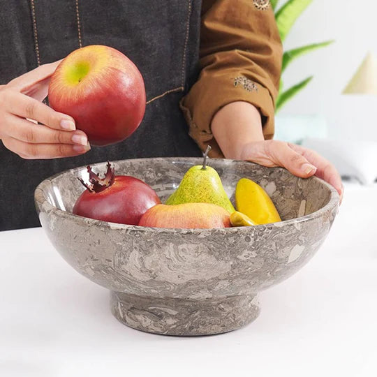 Handmade Fruit Marble Stone Bowl - Grey