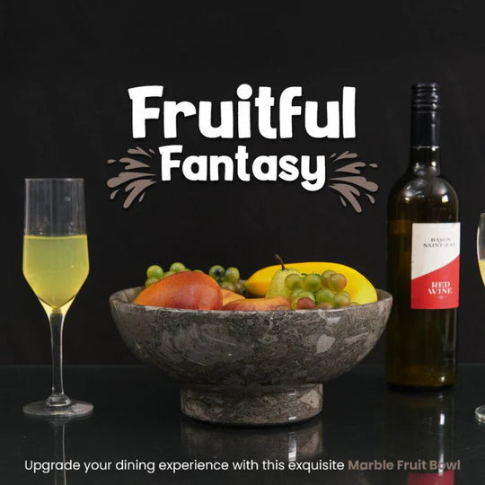 Handmade Fruit Marble Stone Bowl - Grey