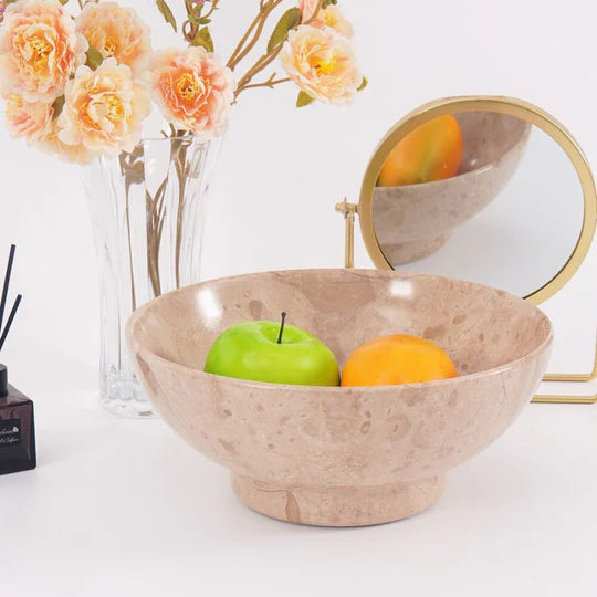Handmade Fruit Marble Stone Bowl - Light Brown