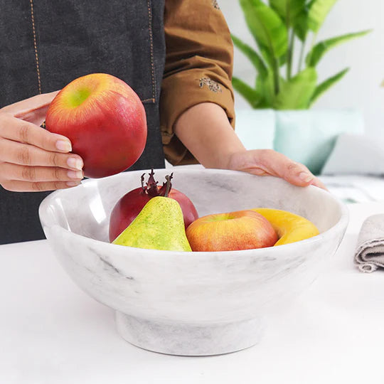 Handmade Fruit Marble Stone Bowl - White