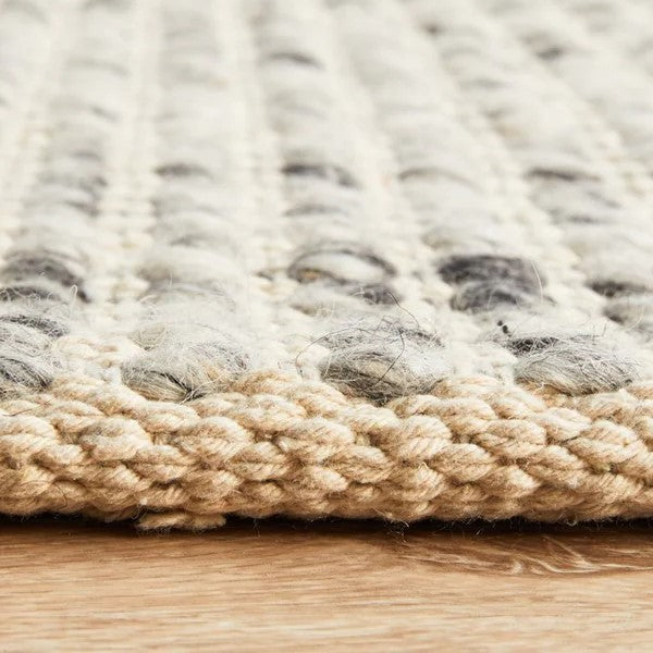 Handmade Grey Wool Flat Weave Reversible Rug - 320 x 230cms