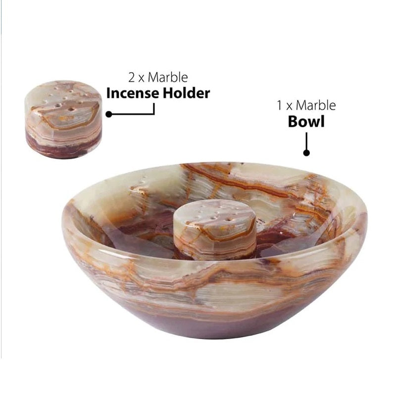Handmade Marble Incense Bowl With 2 Holders (Available in 4 Colors)