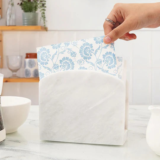 Handmade Marble Napkin Holder - White