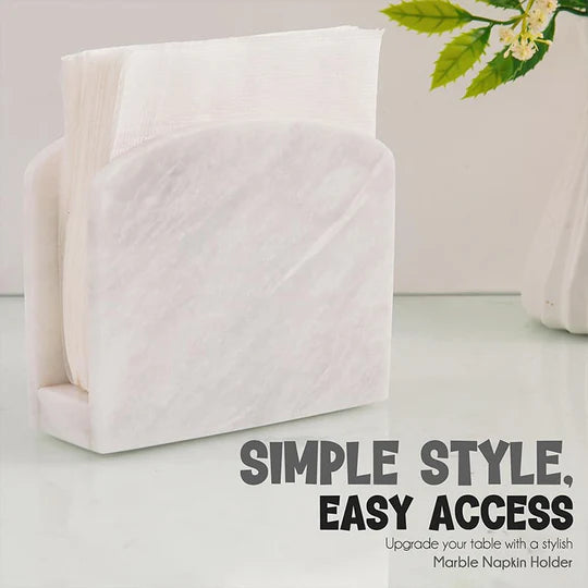 Handmade Marble Napkin Holder - White