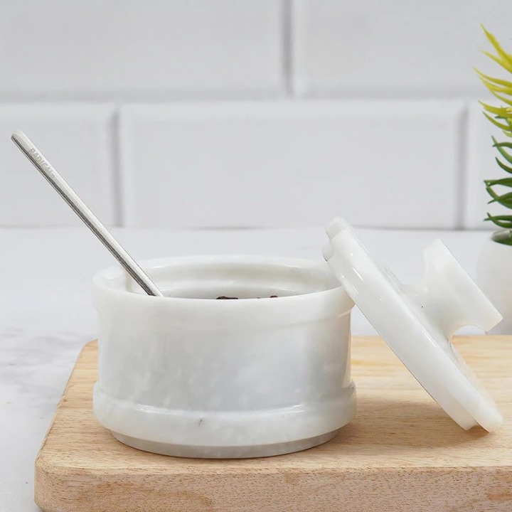 Handmade Marble Spice Server With Spoon (Available in 3 Colors)