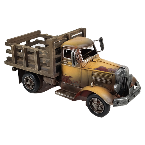 Handmade Metal Rustic Farm Truck Decor - Brown - 39cms