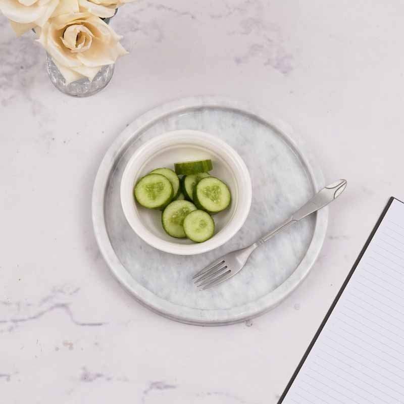 Handmade Round Marble Serving Tray (Available in 4 Colors)