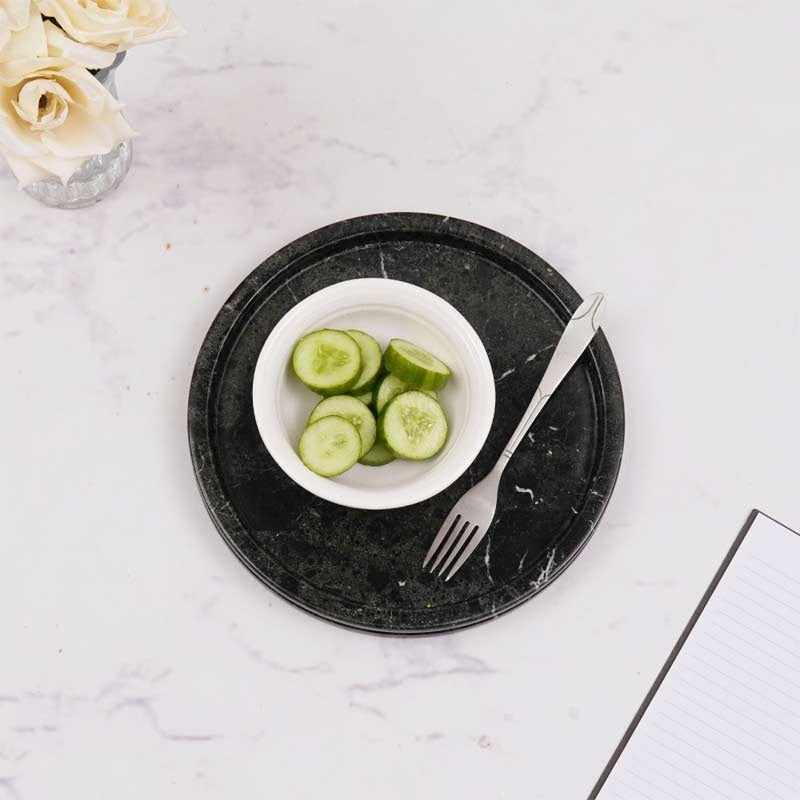 Handmade Round Marble Serving Tray (Available in 4 Colors)