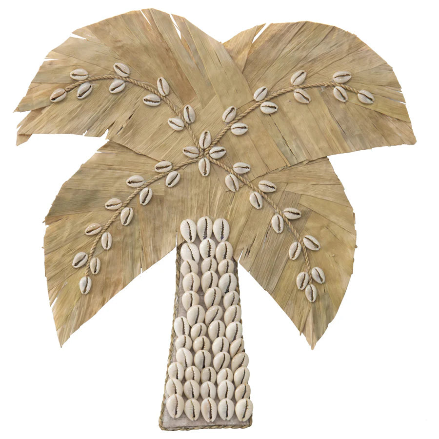 Handmade Shell & Weave Palm Tree Wall Decor
