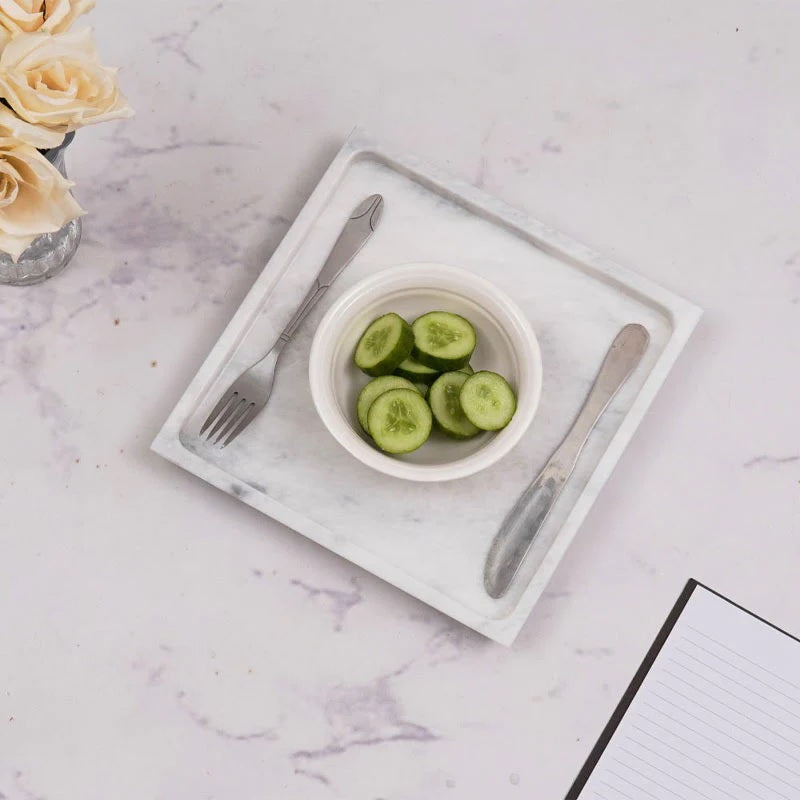 Handmade Square Marble Serving Tray (Available in 2 Colors)