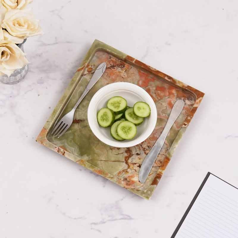 Handmade Square Marble Serving Tray (Available in 2 Colors)