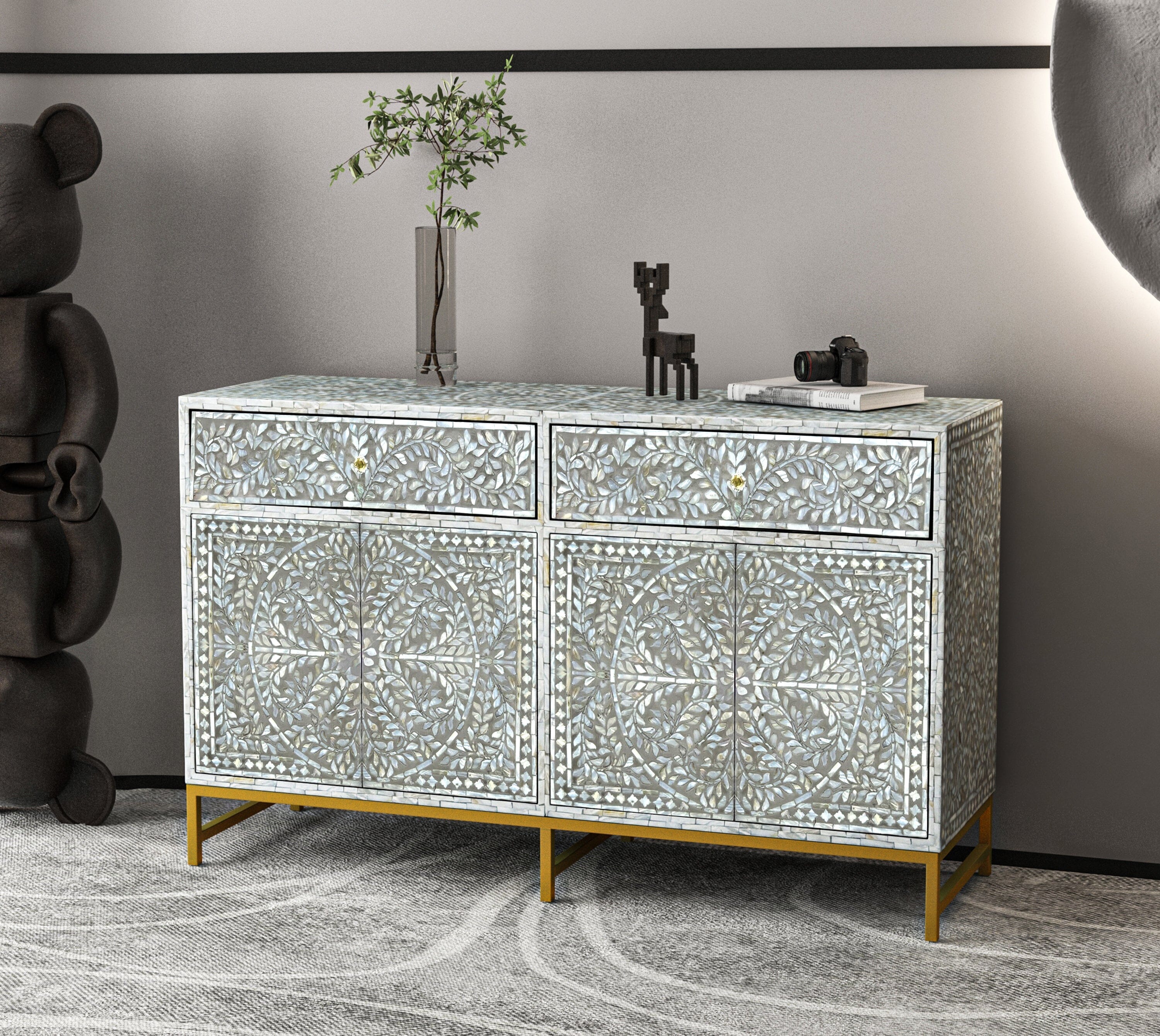 Handmade Swish Luxe Mother of Pearl Sideboard