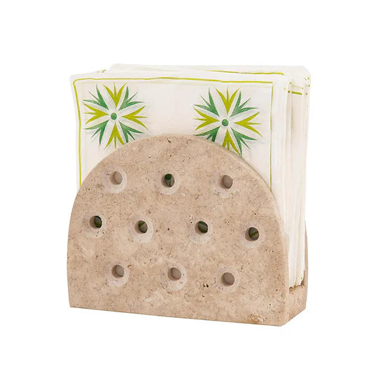 Handmade Travertine Marble Napkin Holder - Cream