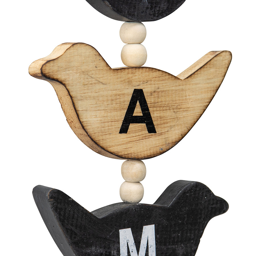 Handmade Wooden Love Bird Family Wall Art