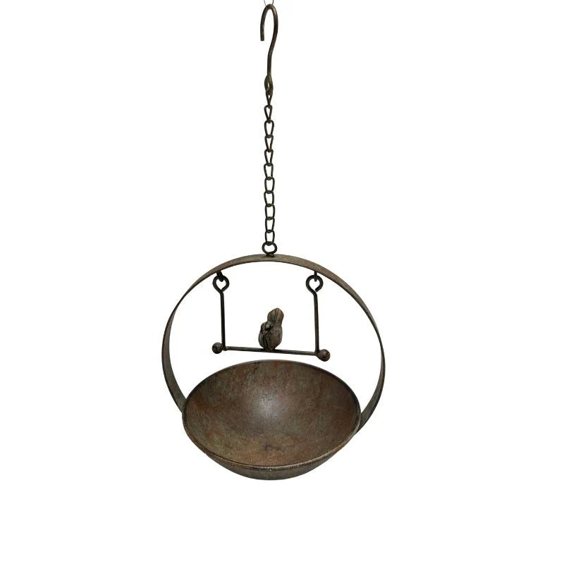 Hanging Birdfeeder with Bird on Swing - 48cms