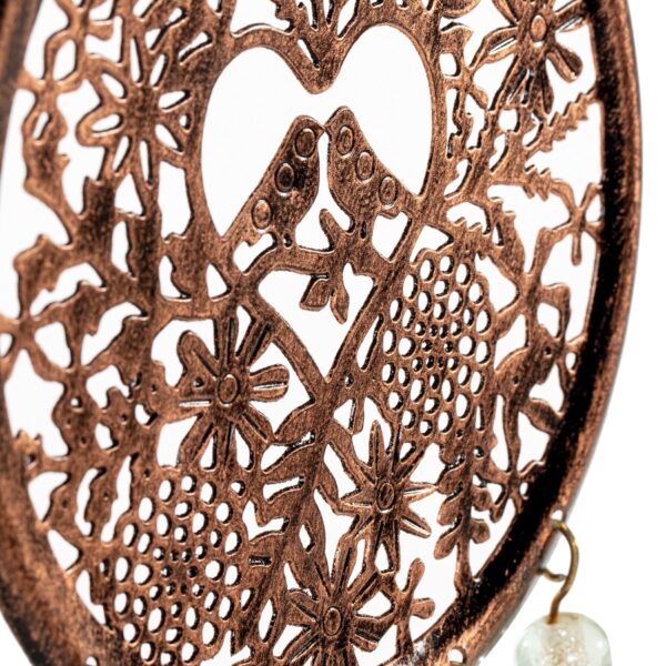 Hanging Birds in Heart With Beads & Bells Wind Chime