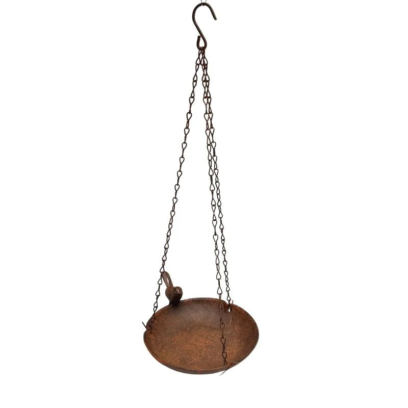 Hanging Cast-Iron Rust Birdfeeder - 40cms