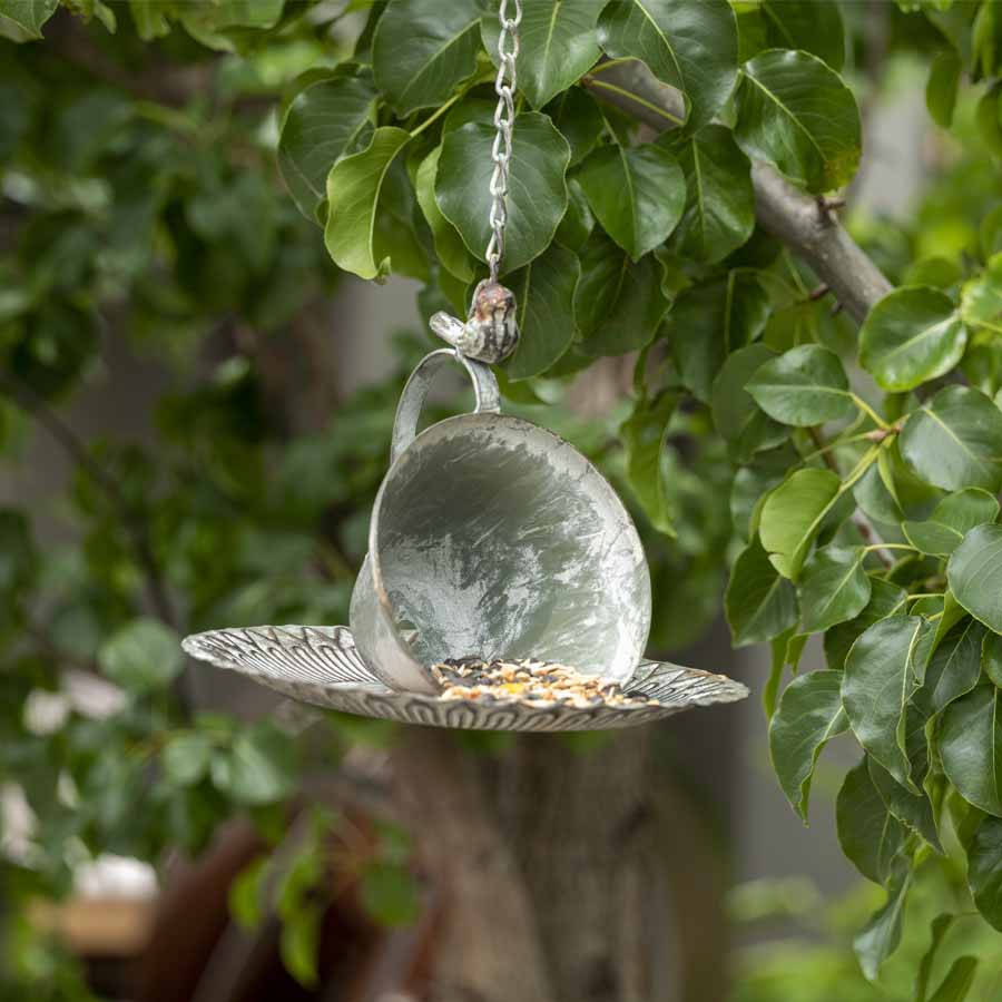 Hanging Cup & Saucer Birdfeeder