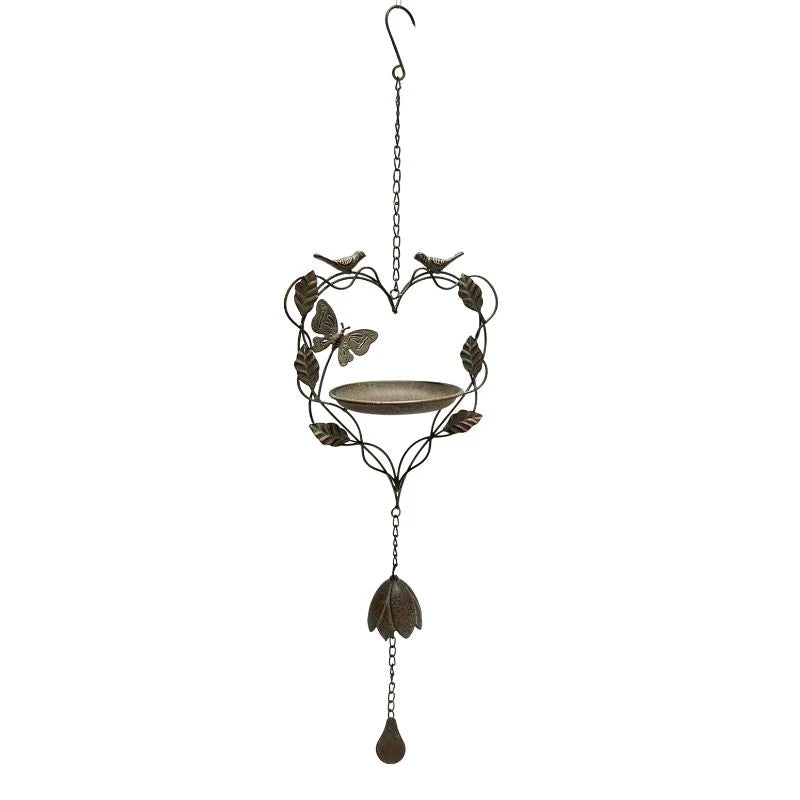 Hanging Heart-Shape-Birdfeeder with Butterfly & Birds