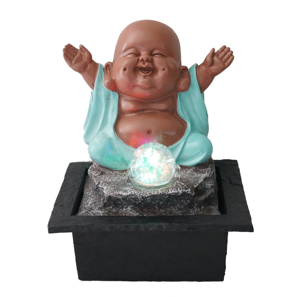 Happy Buddha Blessing Polyresin Fountain Tabletop Decor