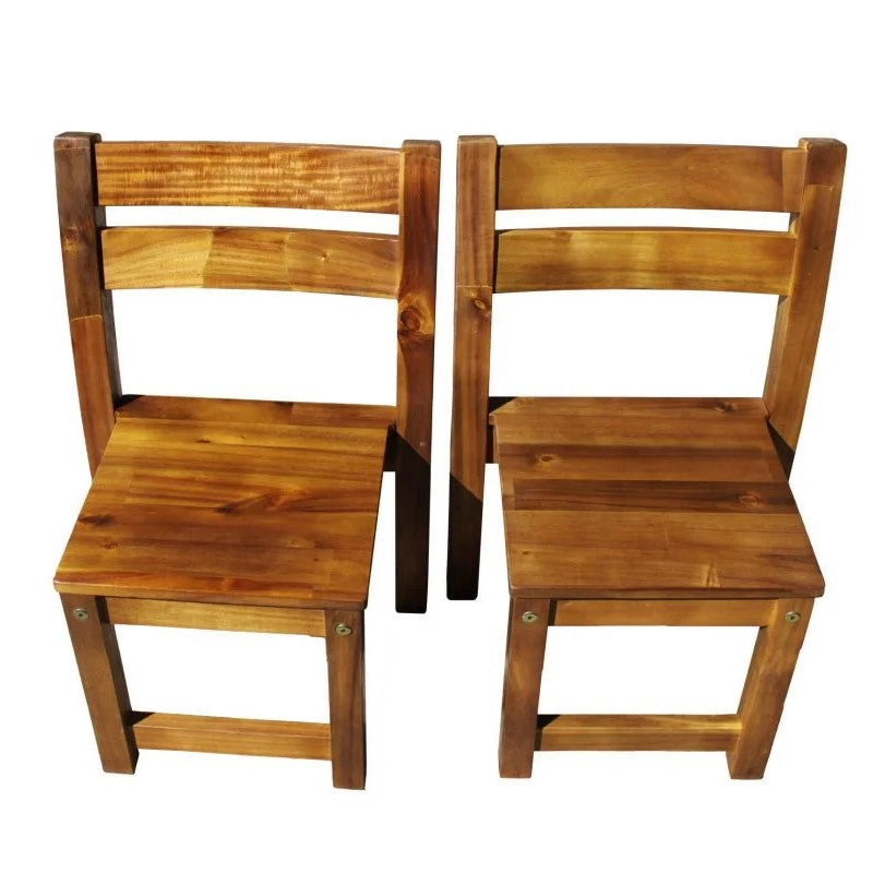 Hardwood Medium Round Table with 2 Stacking Chairs