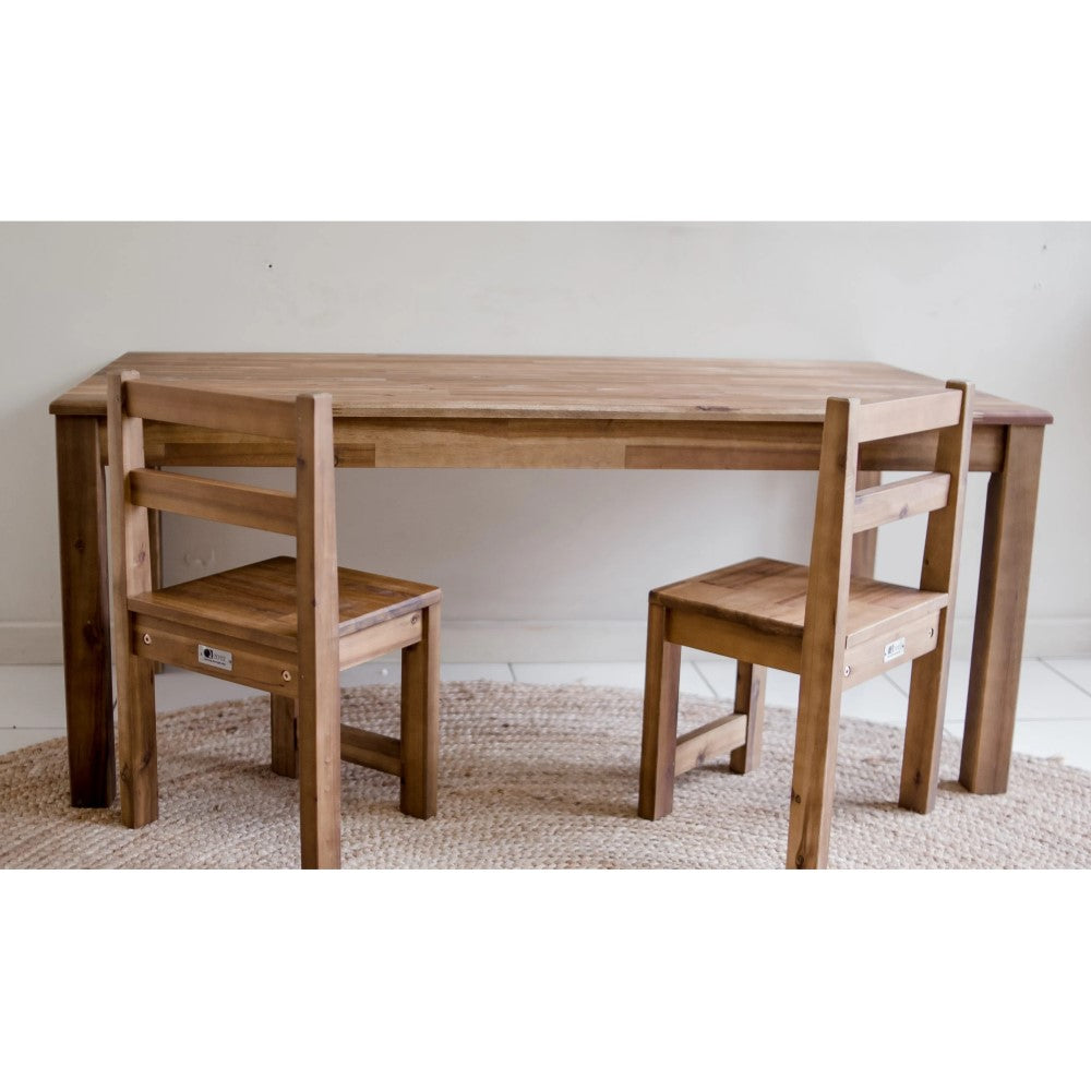 Hardwood Rectangular Table with 2 Standard Chairs - 120cms