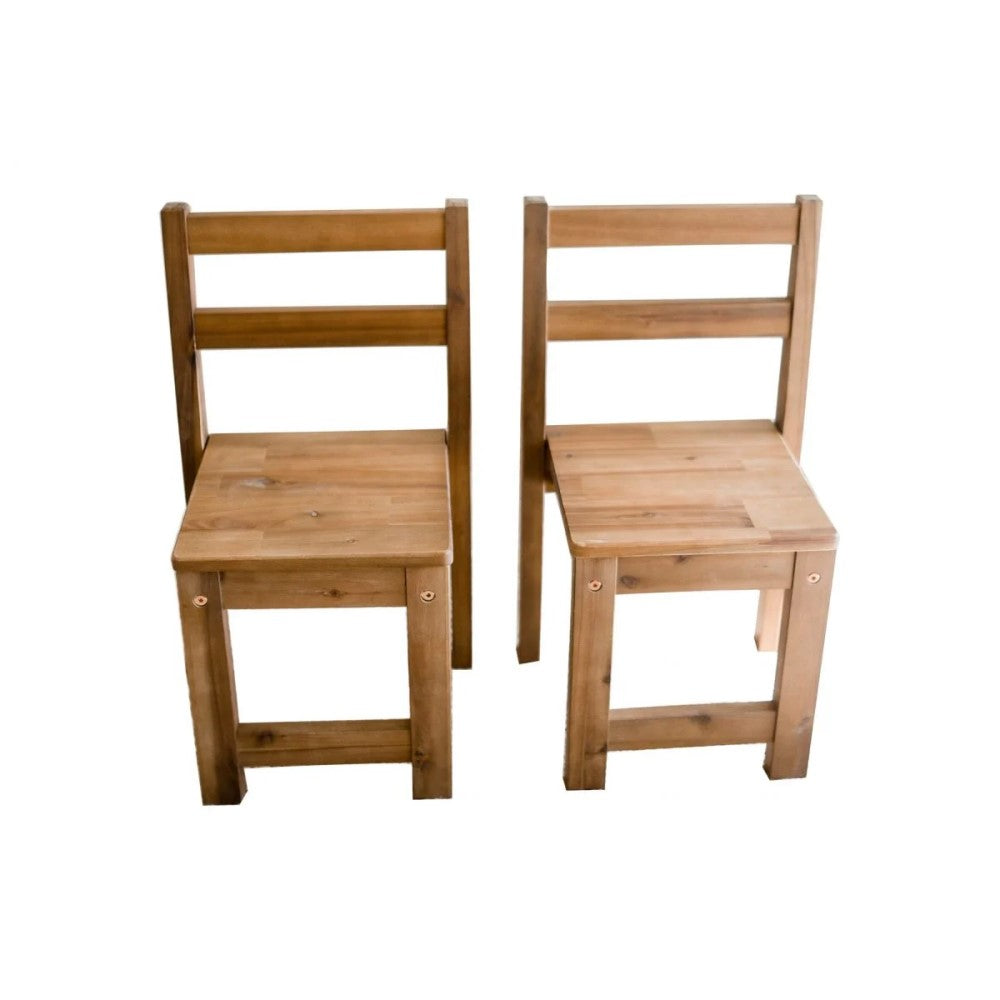 Hardwood Rectangular Table with 2 Standard Chairs - 120cms