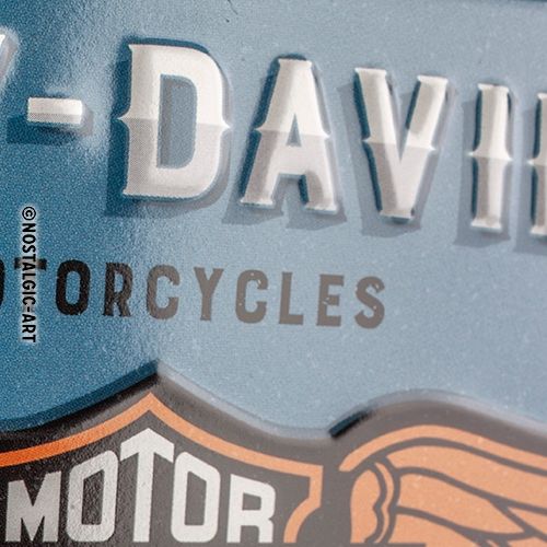 Harley-Davidson Logo Blue - Nostalgic-Art Hanging Sign - 10 x 20cm