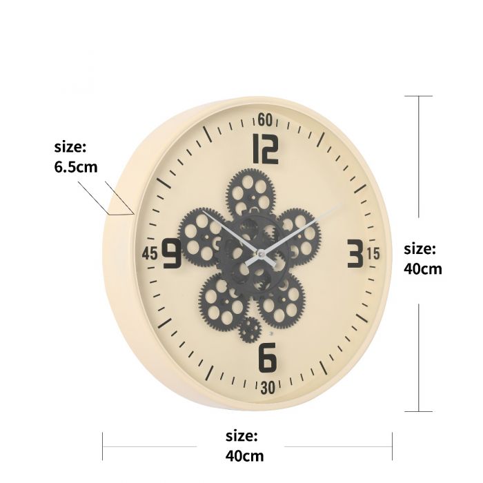 Harold Modern Round Movement Gear Wall Clock - 40cms