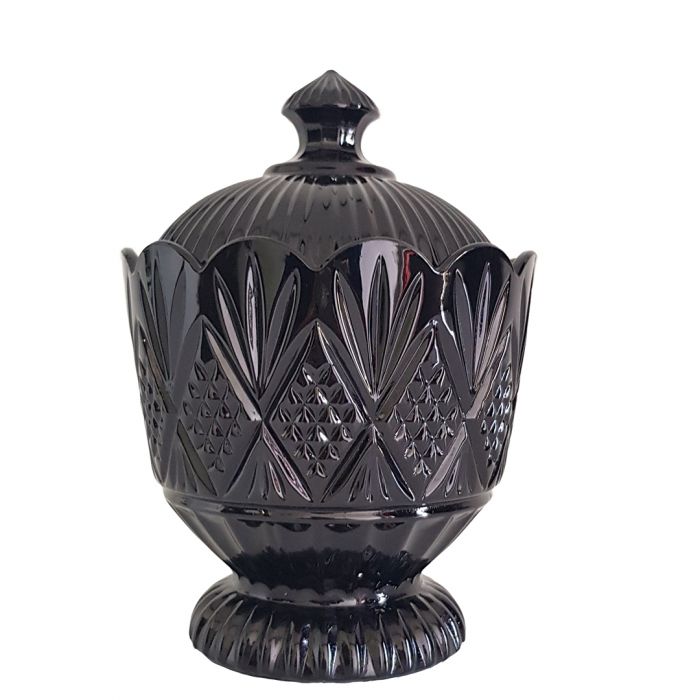 Harrod Crystal Diamond Embossed Pattern Glass Jar - Available in 2 Colors