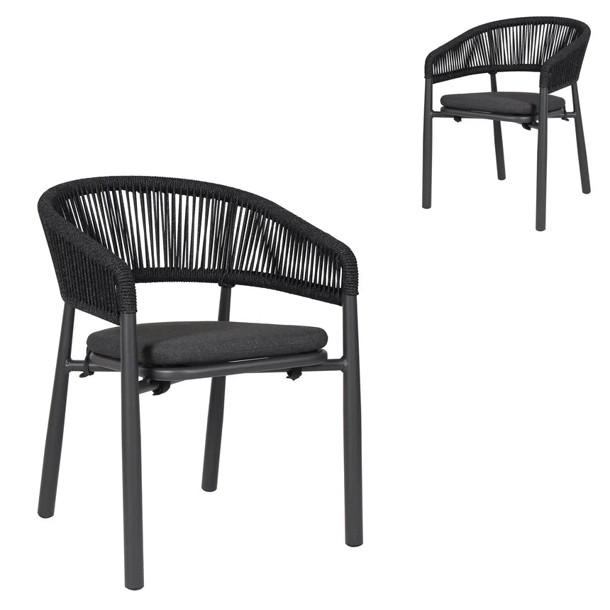 Haven Outdoor Charcoal Grey Dining Chairs - Set of 2