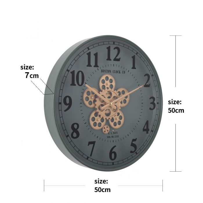 Henri Modern Round Gear Movement Wall Clock - 50cms