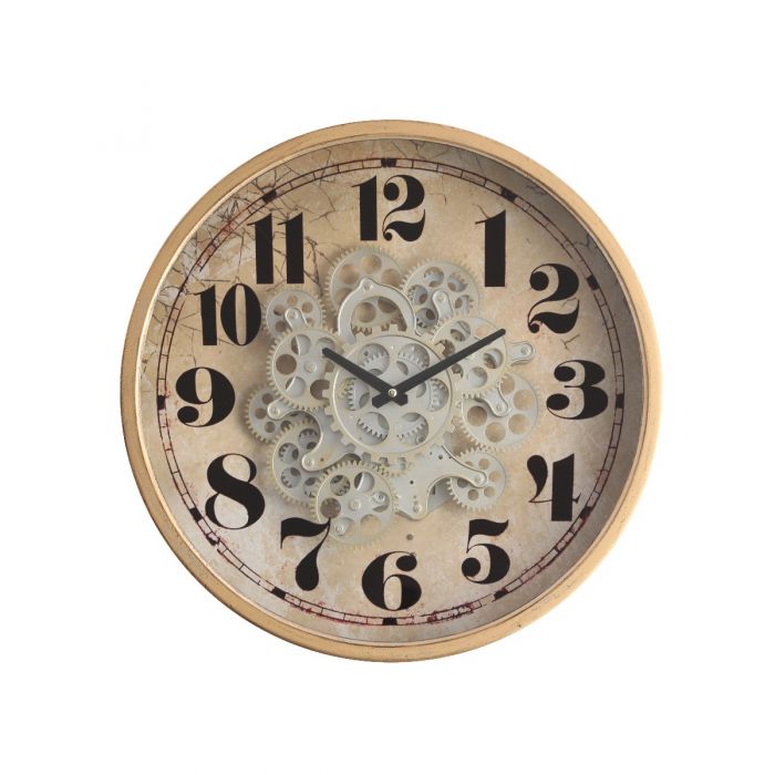 Henri Modern Round Industrial Gear Movement Wall Clock - 47cms