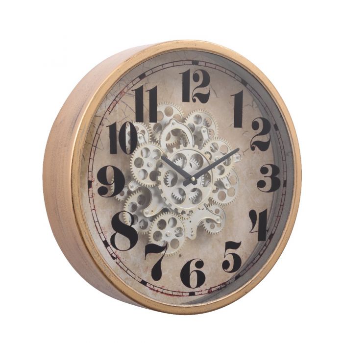 Henri Modern Round Industrial Gear Movement Wall Clock - 47cms
