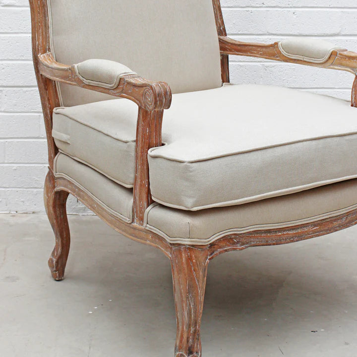 Heritage Chaise Wooden Versaille Armchair - Weathered Oak
