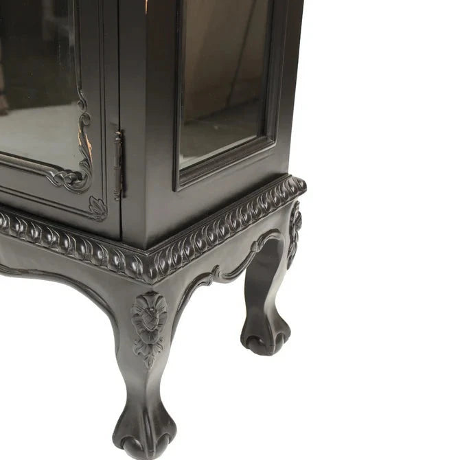 Heritage Single Door Carved Dutch Showcase - Black